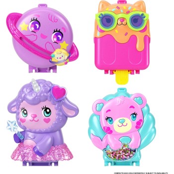 Mattel Polly Pocket Cozy Dreamland Lamb Compact Playset With 1 Micro Doll And Pet Unicorn, Travel Toy With Food & Styling Access