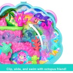 Mattel Polly Pocket Glitter Island Compact Playset With 1 Micro Mermaid Doll And Ocean Pets, Travel Toy With Themed Accessories 