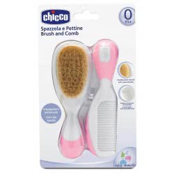 Chicco Βούρτσα-Χτένα Safe Φυσική Τρίχα, Ροζ H03-06569-10 8058664011926