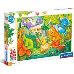 Clementoni παιδικό παζλ maxi super color dinos happy oasis 24 τμχ 1200-28524 8005125285242