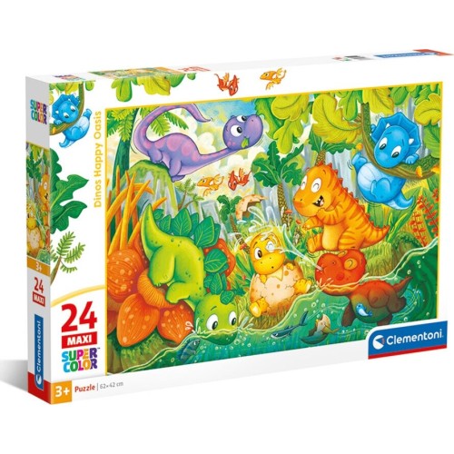 Clementoni Maxi Super Color Dinos Happy Oasis 24 pcs Maxi Puzzles 1200 ...