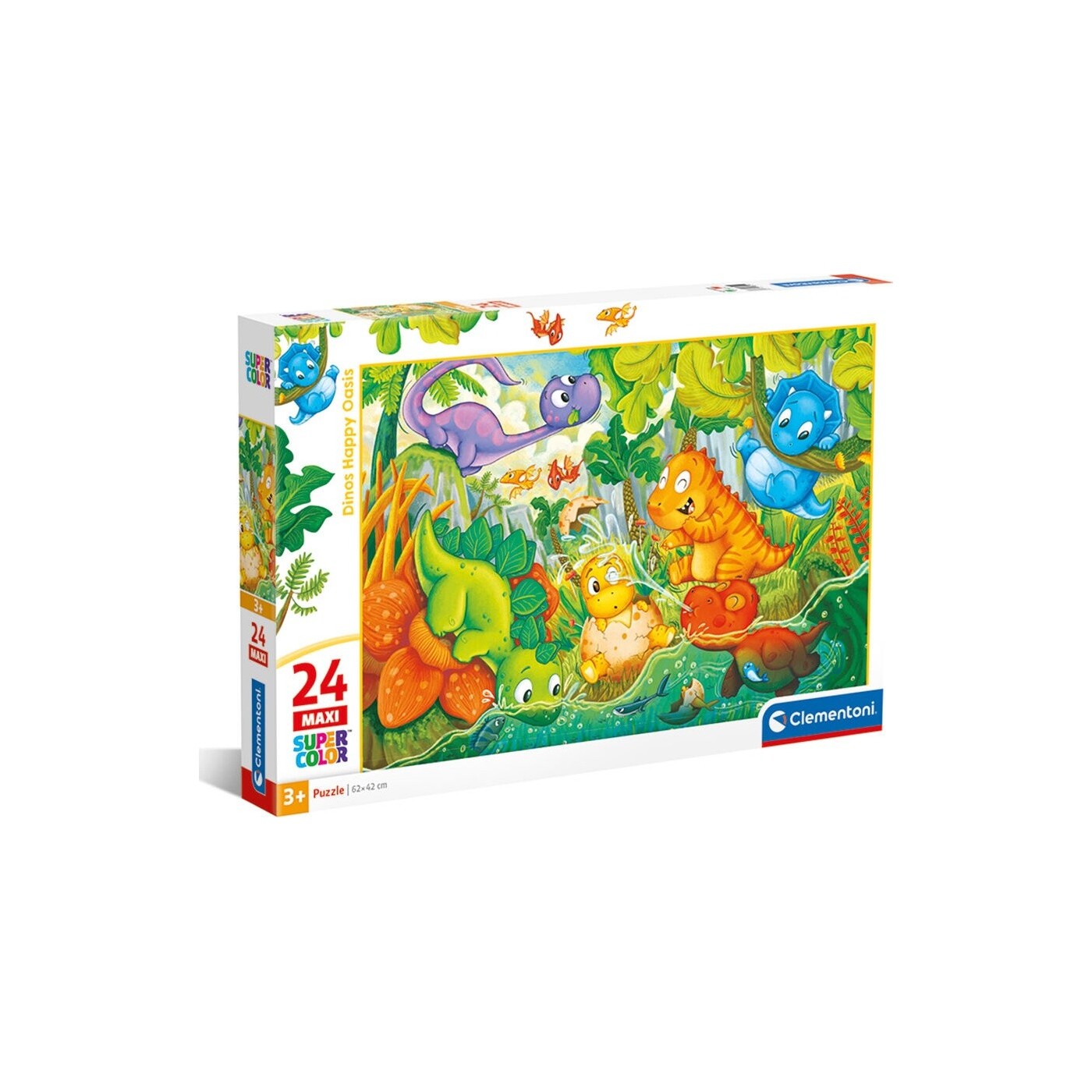 Clementoni Maxi Super Color Dinos Happy Oasis 24 pcs Maxi Puzzles 1200 ...