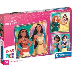 Clementoni παιδικό παζλ super color disney princess 3x48 τμχ 1200-25064 8005125250646