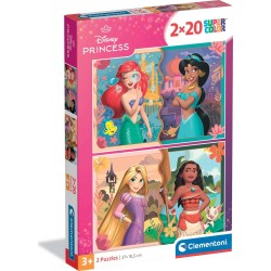 Clementoni παιδικό παζλ super color disney princess 2x20 τμχ 1200-24092 8005125240920