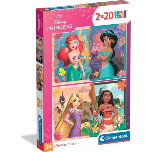 Clementoni Children's Puzzle Super Color Disney Princess 2x20 pcs 1200 ...