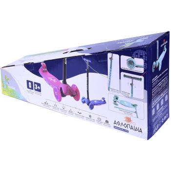 ΑΘΛΟΠΑΙΔΙΑ 3 -wheeled Scooter With Illuminated Base and Wheels - Fuchsia 002.61215/FU 9985777013006