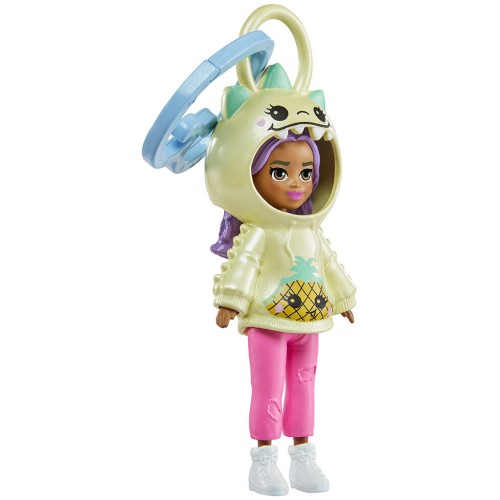 Mattel Polly Pocket Friend Clip Doll, 3-Inch Doll With Keychain Clip And Themed Fashion Hoodie, Travel Toys HKV98 / JBJ95 194735