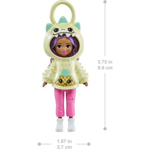 Mattel Polly Pocket Friend Clip Doll, 3-Inch Doll With Keychain Clip And Themed Fashion Hoodie, Travel Toys HKV98 / JBJ95 194735