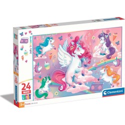 Clementoni παιδικό παζλ maxi super color jolly unicorns 24 τμχ 1200-28525 8005125285259
