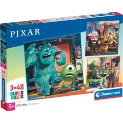Clementoni Disney παιδικό παζλ super color pixar 3x48 τμχ 1200-25065 8005125250653
