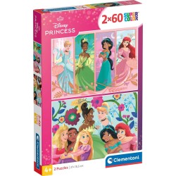 Clementoni παιδικό παζλ super color disney princess 2x60 τμχ 1200-24824 8005125248247