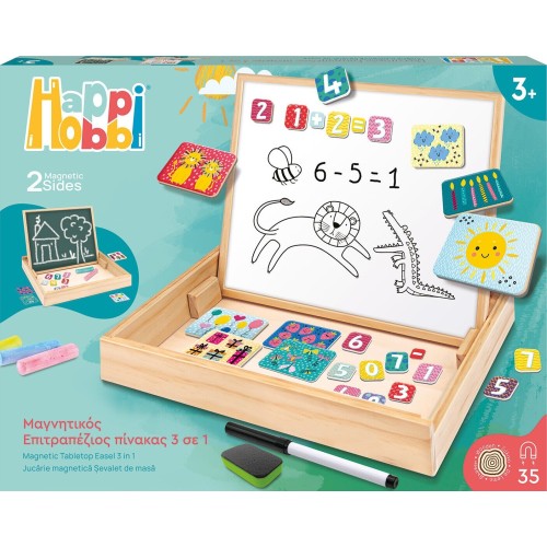 As company Happihobbi Magnet Ξύλινος Μαγνητικός Επιτραπέζιος Πίνακας 2 Όψεων Με 35 Εκπαιδευτικούς Μαγνήτες Για 1029-64086 520306