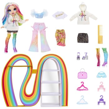 MGA Entertainment Rainbow High Amaya’s Rainbow Closet Playset + Exclusive Rainbow Doll 543183-EUC 035051543183
