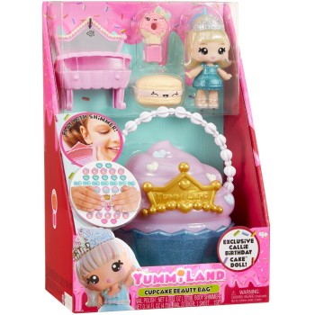 MGA Entertainment Yummiland Beauty Bag Playset + Lip Gloss Doll - cupcake Beauty Bag 546719-EUC 035051546733