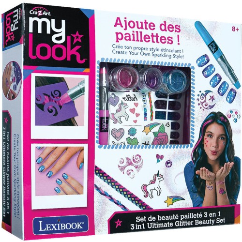 Lexibook Cra-z-art 3 in 1 Ultimate Glitter Beauty Set The Ultimate gum Hair Decoration set With Glitter and Gems!8+ Years Old, 1