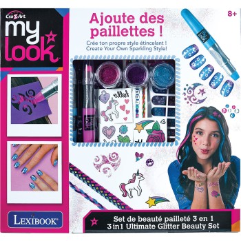 Lexibook Cra-z-art 3 in 1 Ultimate Glitter Beauty Set The Ultimate gum Hair Decoration set With Glitter and Gems!8+ Years Old, 1