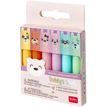 Legami Teddy S Style - Set Of 6 Mini Pastel Μαρκαδόροι Υπογράμμισης Διάμετρος Άκρου 0.7mm, Ύψος: 15cm,  MH0004 8059174834395