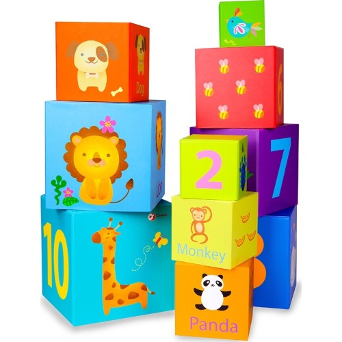 Classic World Stacking Cubes With Animals and Numbers C3567 6927049002106