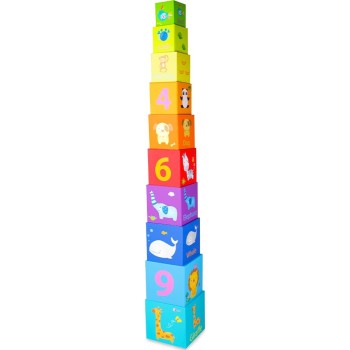 Classic World Stacking Cubes With Animals and Numbers C3567 6927049002106