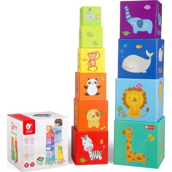 Classic World Stacking Cubes With Animals and Numbers C3567 6927049002106