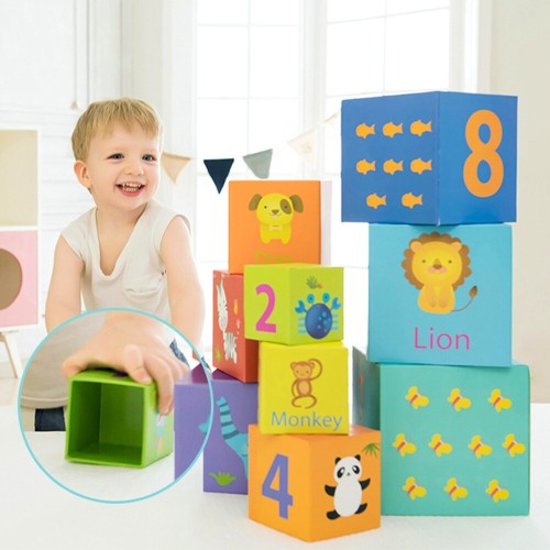 Classic World Stacking Cubes With Animals and Numbers C3567 6927049002106