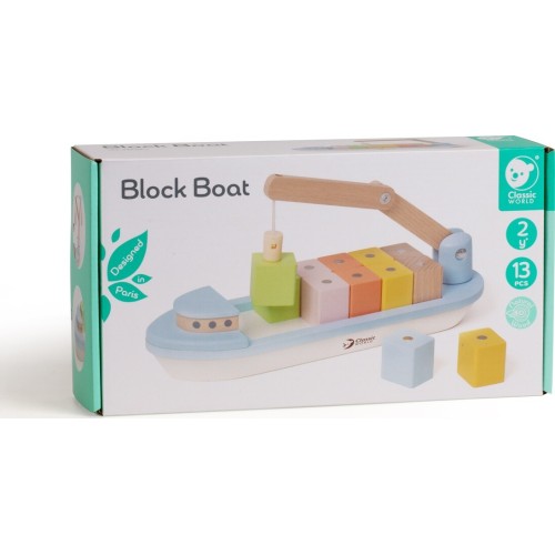 Classic World Wooden Boat With Bricks C20186 6927049021862