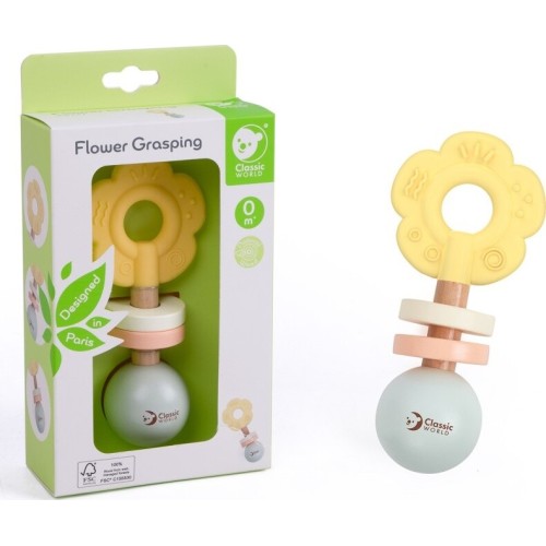 Classic World Wooden Flower Rattle With Chew C10037 6927049010378