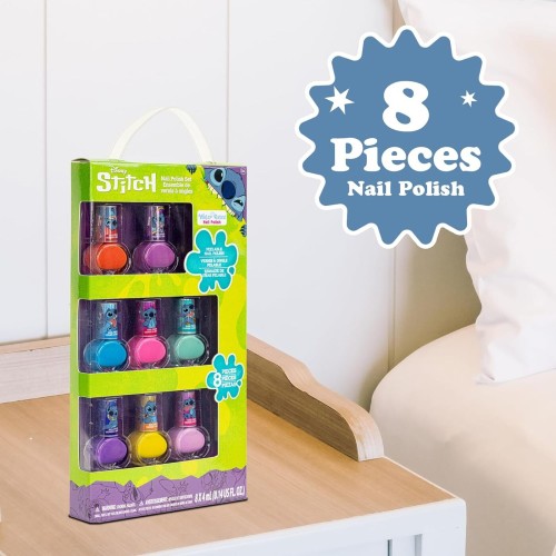 kids licensing Disney Stitch Non-Toxic Peel-Off Water-Based Safe Quick Dry Nail Polish |Gift Kit Set For Kids Tweens Girls, Shim