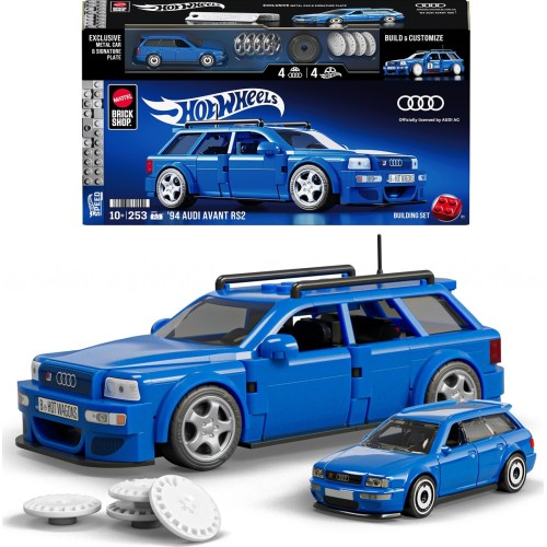 Mattel Brick Shop Hot Wheels '94 Audi Avant RS2 Building Toy Kit (253 Pieces), For Collectors JGR28 194735331550