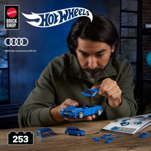 Mattel Brick Shop Hot Wheels '94 Audi Avant RS2 Building Toy Kit (253 Pieces), For Collectors JGR28 194735331550