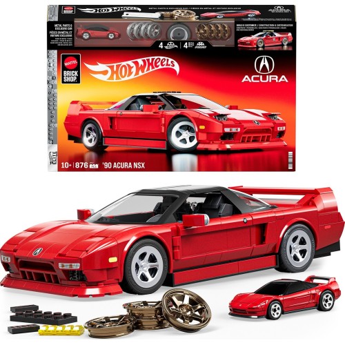 Mattel Brick Shop Hot Wheels ’90 Acura NSX Building Toy (876 Pieces), For Collectors JFT17 194735304806