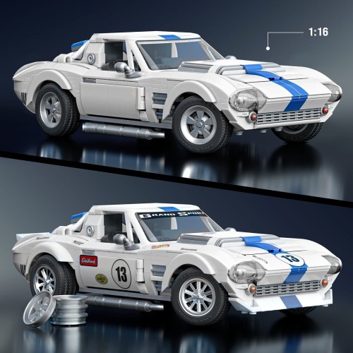 Mattel Brick Shop Hot Wheels Corvette Grand Sport Building Toy Kit (918 Pieces), For Collectors JGR31 194735320592