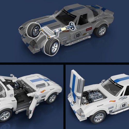 Mattel Brick Shop Hot Wheels Corvette Grand Sport Building Toy Kit (918 Pieces), For Collectors JGR31 194735320592