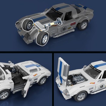 Mattel Brick Shop Hot Wheels Corvette Grand Sport Building Toy Kit (918 Pieces), For Collectors JGR31 194735320592