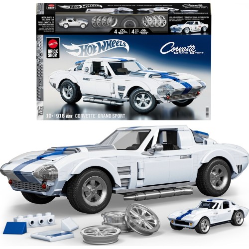 Mattel Brick Shop Hot Wheels Corvette Grand Sport Building Toy Kit (918 Pieces), For Collectors JGR31 194735320592