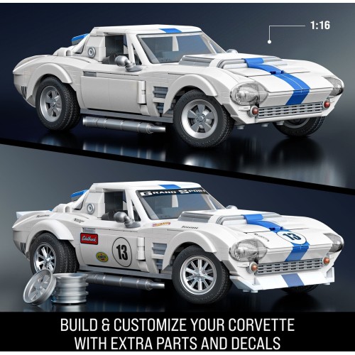 Mattel Brick Shop Hot Wheels Corvette Grand Sport Building Toy Kit (918 Pieces), For Collectors JGR31 194735320592