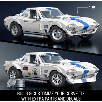 Mattel Brick Shop Hot Wheels Corvette Grand Sport Building Toy Kit (918 Pieces), For Collectors JGR31 194735320592