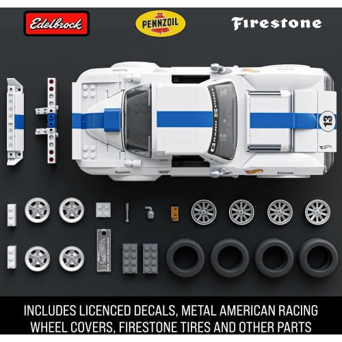 Mattel Brick Shop Hot Wheels Corvette Grand Sport Building Toy Kit (918 Pieces), For Collectors JGR31 194735320592