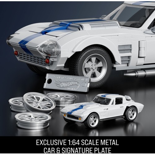 Mattel Brick Shop Hot Wheels Corvette Grand Sport Building Toy Kit (918 Pieces), For Collectors JGR31 194735320592