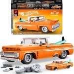 Mattel Brick Shop Hot Wheels Custom ’62 Chevy Pickup Building Toy Kit (858 Pieces), For Collectors JFT20 194735304820