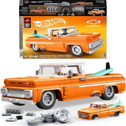Mattel Brick Shop Hot Wheels Custom ’62 Chevy Pickup Building Toy Kit (858 Pieces), For Collectors JFT20 194735304820