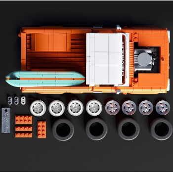 Mattel Brick Shop Hot Wheels Custom ’62 Chevy Pickup Building Toy Kit (858 Pieces), For Collectors JFT20 194735304820
