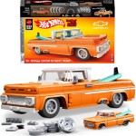 Mattel Brick Shop Hot Wheels Custom ’62 Chevy Pickup Building Toy Kit (858 Pieces), For Collectors JFT20 194735304820