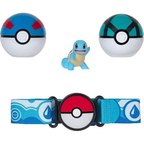Pokemon - Clip N Go Poke Ball With Belt W13 (2 Designs) – Jazwares Great Ball & Net Ball With Squirtle Figure 1 (Pkw3161, JW0952