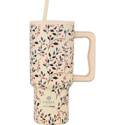 Estia Θερμος Straw Tumbler XL Save the Aegean 900ml Bloom Beige 01-35181 5207158035181