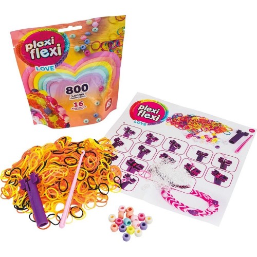 As company AS Plexi Flexi Love Σακουλάκι Με 800 Λαστιχάκια and 16 Αξεσουάρ Για Ηλικίες 5+ Χρονών 1080-25572 5203068255725