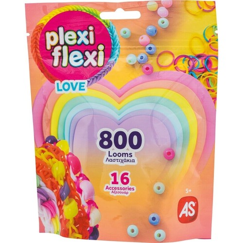 As company AS Plexi Flexi Love Σακουλάκι Με 800 Λαστιχάκια and 16 Αξεσουάρ Για Ηλικίες 5+ Χρονών 1080-25572 5203068255725