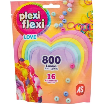 As company AS Plexi Flexi Love Σακουλάκι Με 800 Λαστιχάκια and 16 Αξεσουάρ Για Ηλικίες 5+ Χρονών 1080-25572 5203068255725