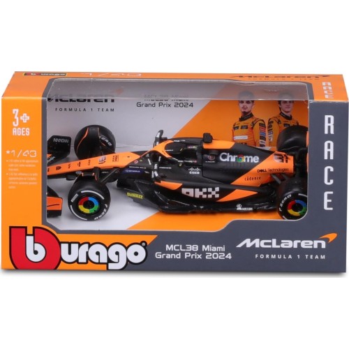 Bburago Race Model 1/43 Scale Formula 1 Mclaren F1 Mcl38 Miami Grand Prix  - 81 18/60039 4893993018024