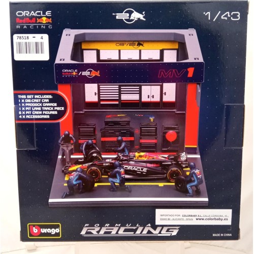 Bburago Formula 1 1:43 2024 Race Oracle Red Bull Rb20 Pit Pass, Max Verstappen 1 Diorama 18/38453 (#1) 4893993384532